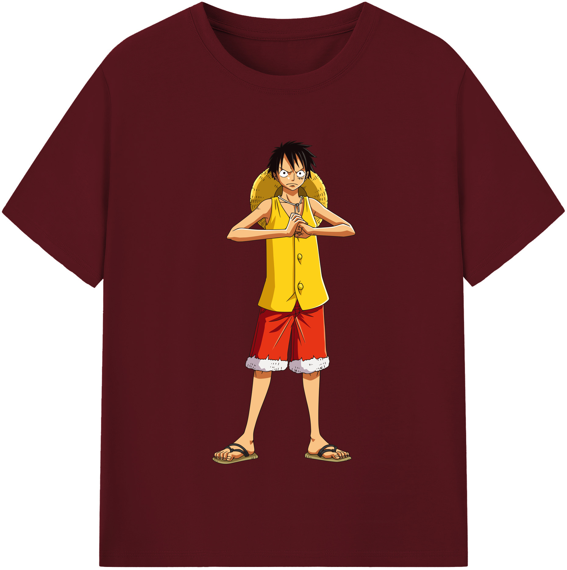 ワンピース モンキー・D・ルフィ ONE PIECE Monkey D. Luffy 綿100％半袖Tシャツ（フロントプリント）